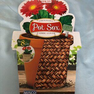 NEW 8" Wicker Look POT SOX Stretchable Fabric Cover Flower Pot #G6
